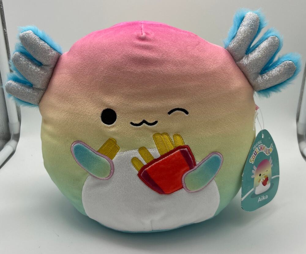Squishmallows 8" Aika the Axolotl French Fries Plush Pink Ombre Metallic Toy Tag